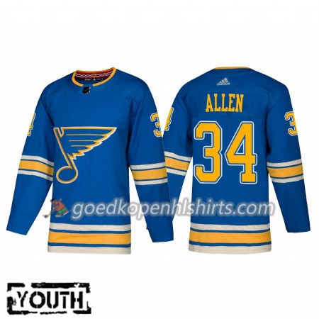 St. Louis Blues Jake Allen 34 Adidas 2018-2019 Alternate Authentic Shirt - Kinderen